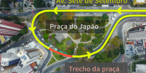 Ônibus vai cortar a Praça do Japão para nova linha Ligeirão Norte-Sul