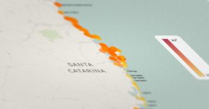 Mapa de praias com água quente em Santa Catarina